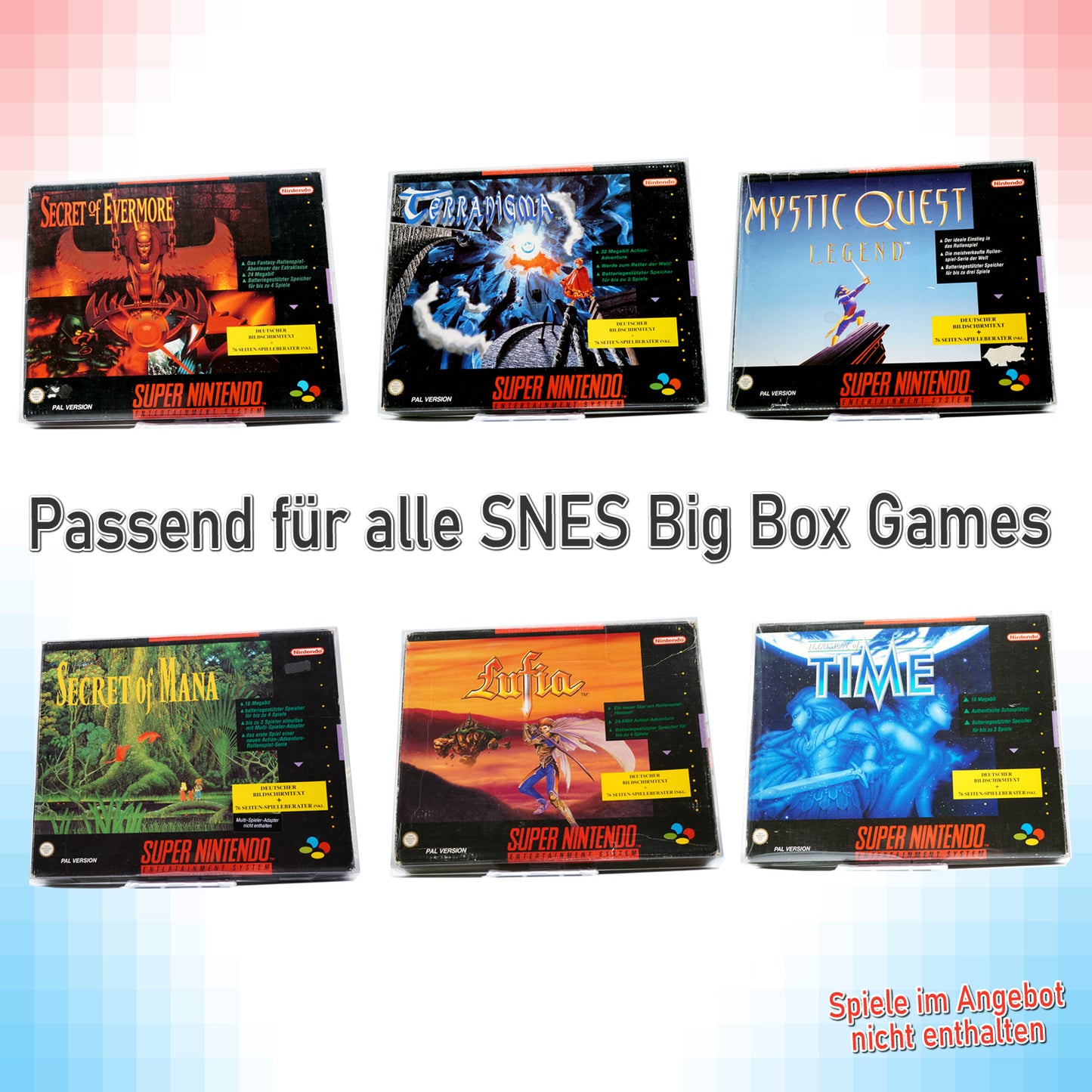 Super Nintendo Big Box Spiele OVP Schutzhüllen