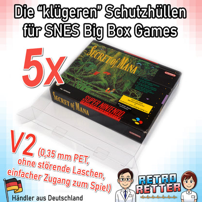 Super Nintendo Big Box Spiele OVP Schutzhüllen