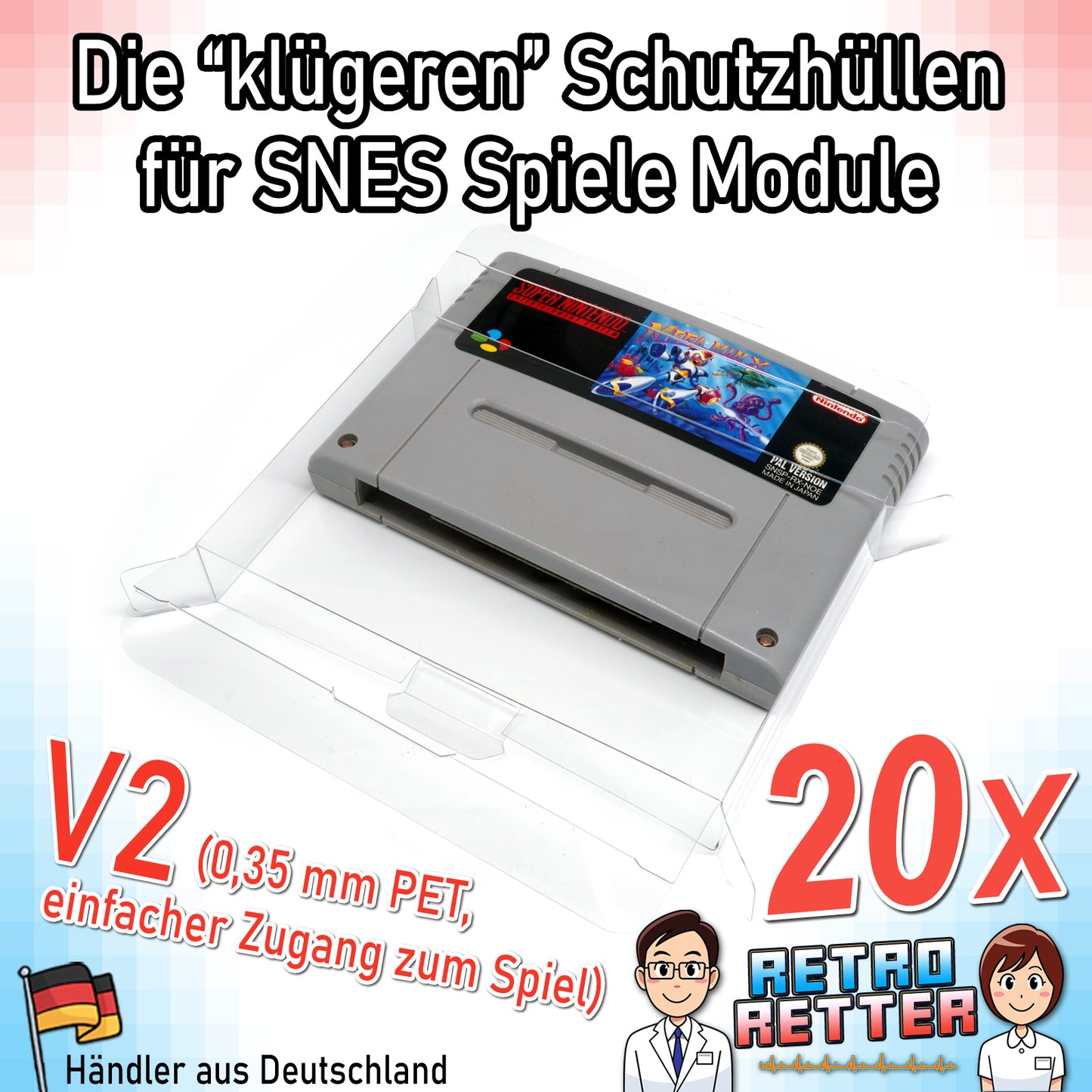 Super Nintendo Spiele Modul Schutzhüllen