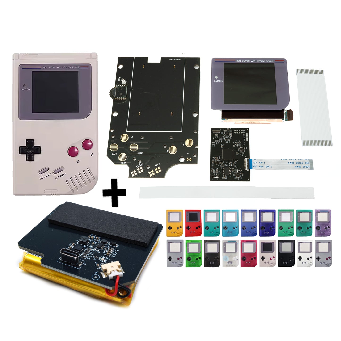 HISPEEDIDO Q5 IPS Set Laminated + Gehäuse + Akku Mod für GameBoy Classic