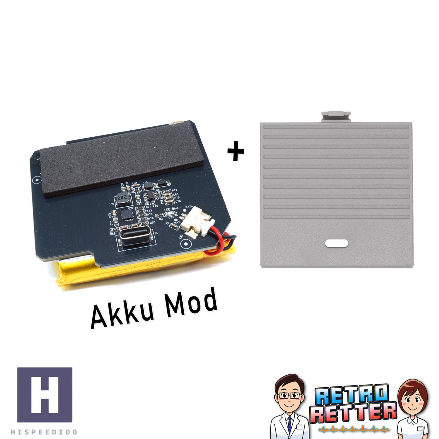 HISPEEDIDO 3,7V Akku Mod für GAME BOY Classic DMG (mit / ohne IPS Kit)