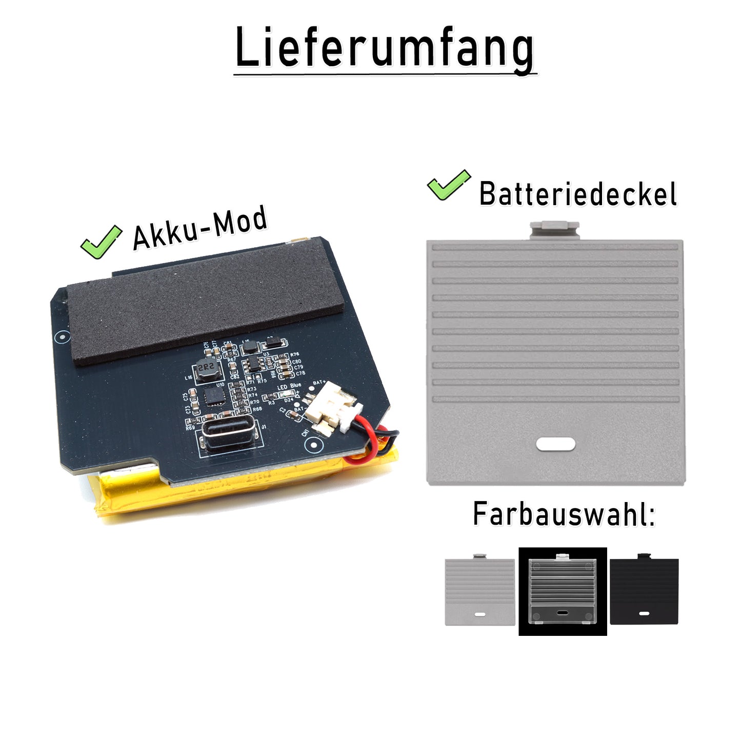 HISPEEDIDO 3,7V Akku Mod für GAME BOY Classic DMG (mit / ohne IPS Kit)
