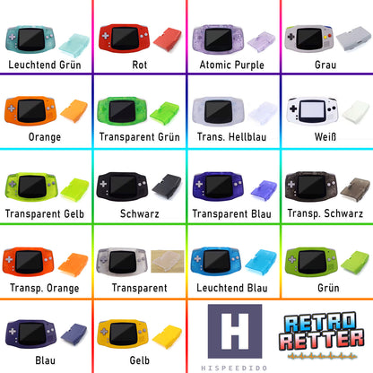 HISPEEDIDO GBA Gehäuse für IPS Display Set V5 / V2 für GameBoy Advance