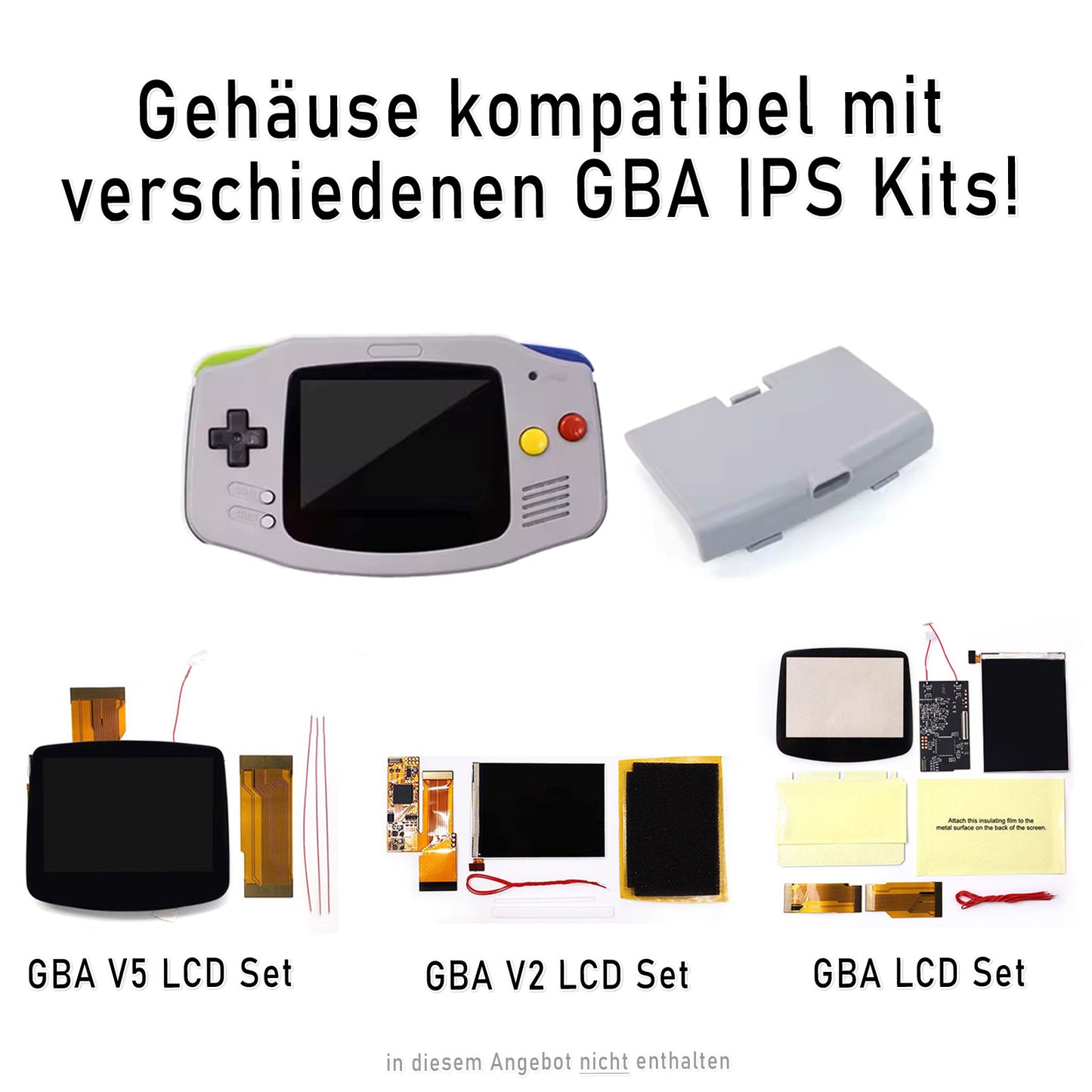 HISPEEDIDO GBA Gehäuse für IPS Display Set V5 / V2 für GameBoy Advance