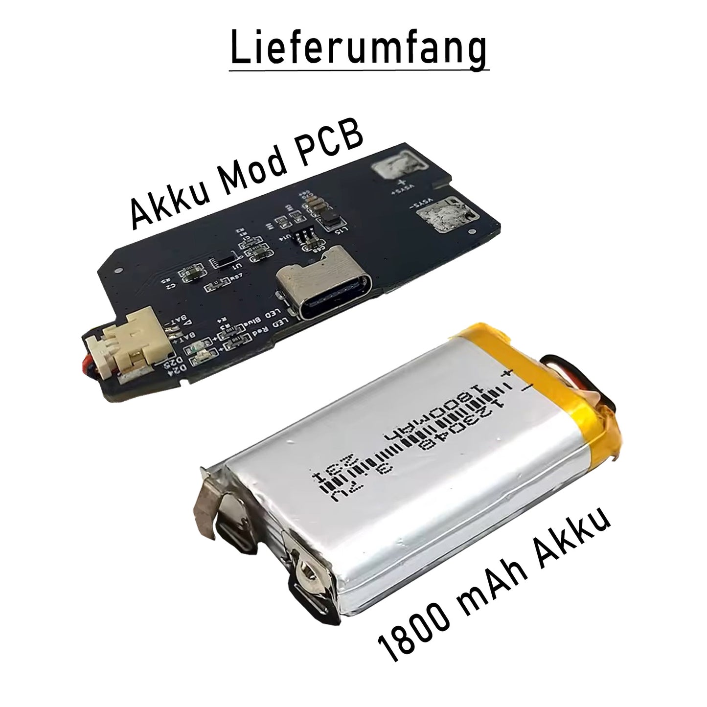 HISPEEDIDO GBA Akku USB-C Mod mit 1800 mAh für GameBoy Advance