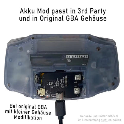 HISPEEDIDO GBA Akku USB-C Mod mit 1800 mAh für GameBoy Advance