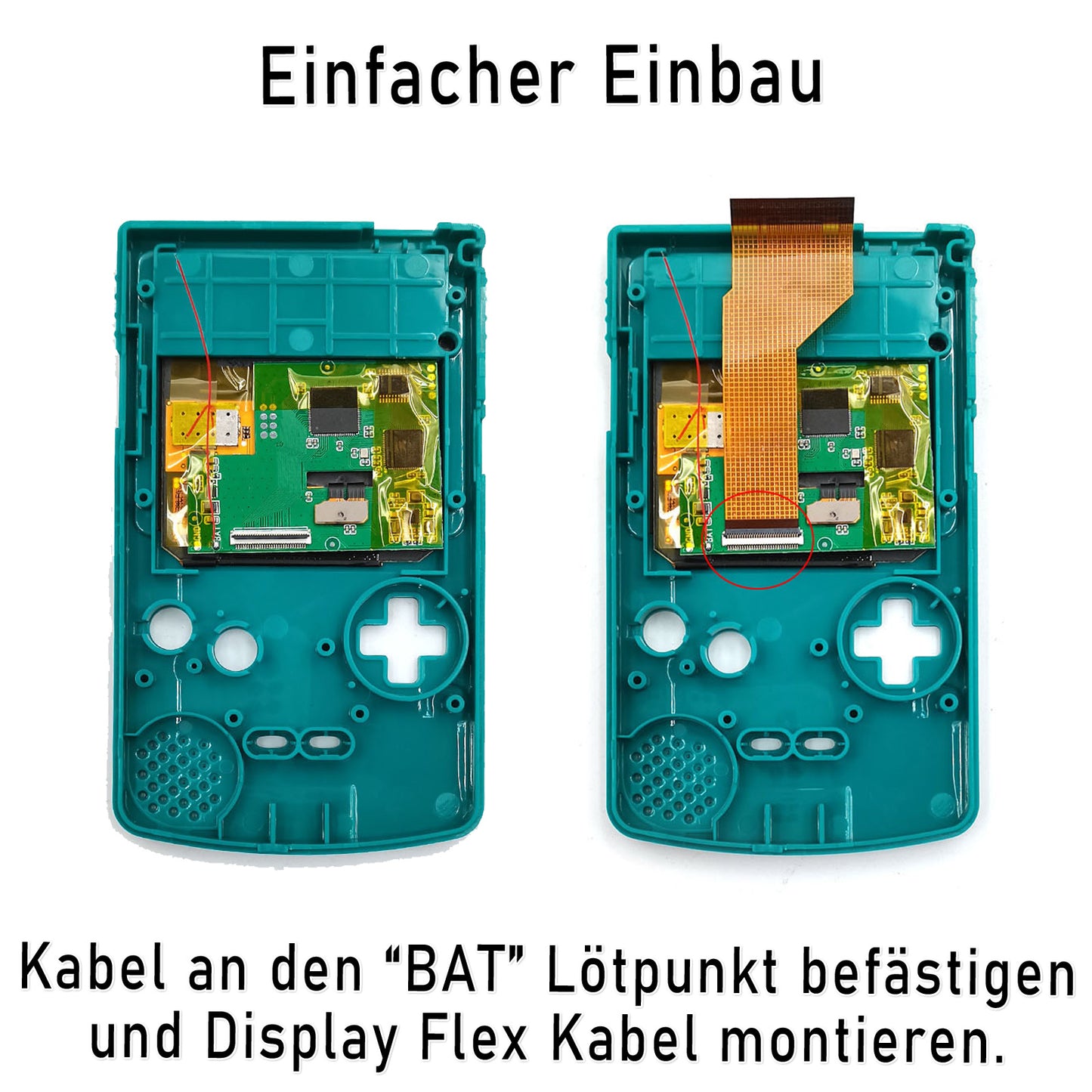HISPEEDIDO GBC Laminated Q10 AMOLED Set mit OSD und XXL Display für GameBoy Color