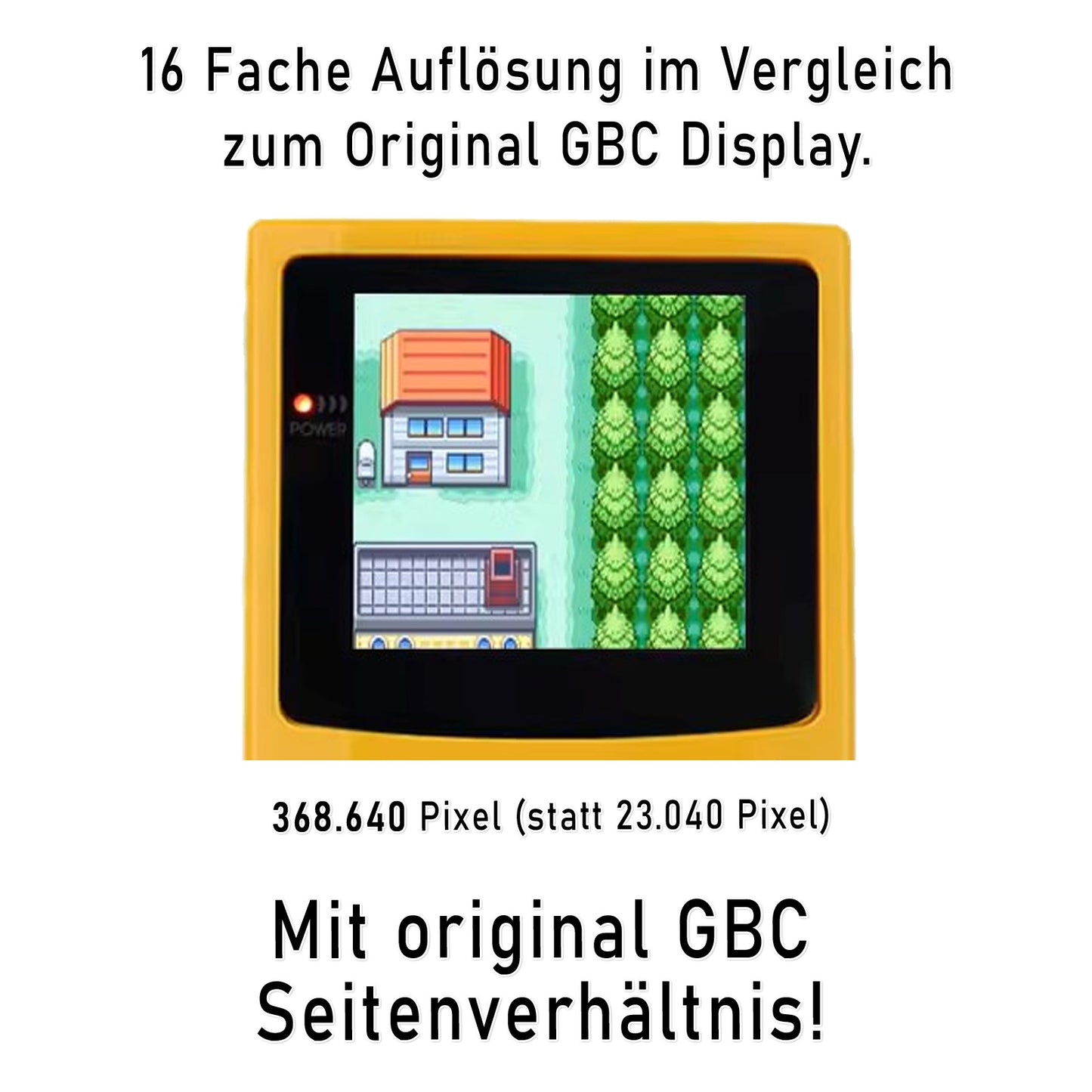 HISPEEDIDO GBC Laminated Q10 AMOLED Set mit OSD und XXL Display für GameBoy Color