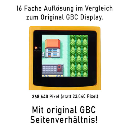 HISPEEDIDO GBC Laminated Q10 AMOLED Set mit OSD und XXL Display für GameBoy Color