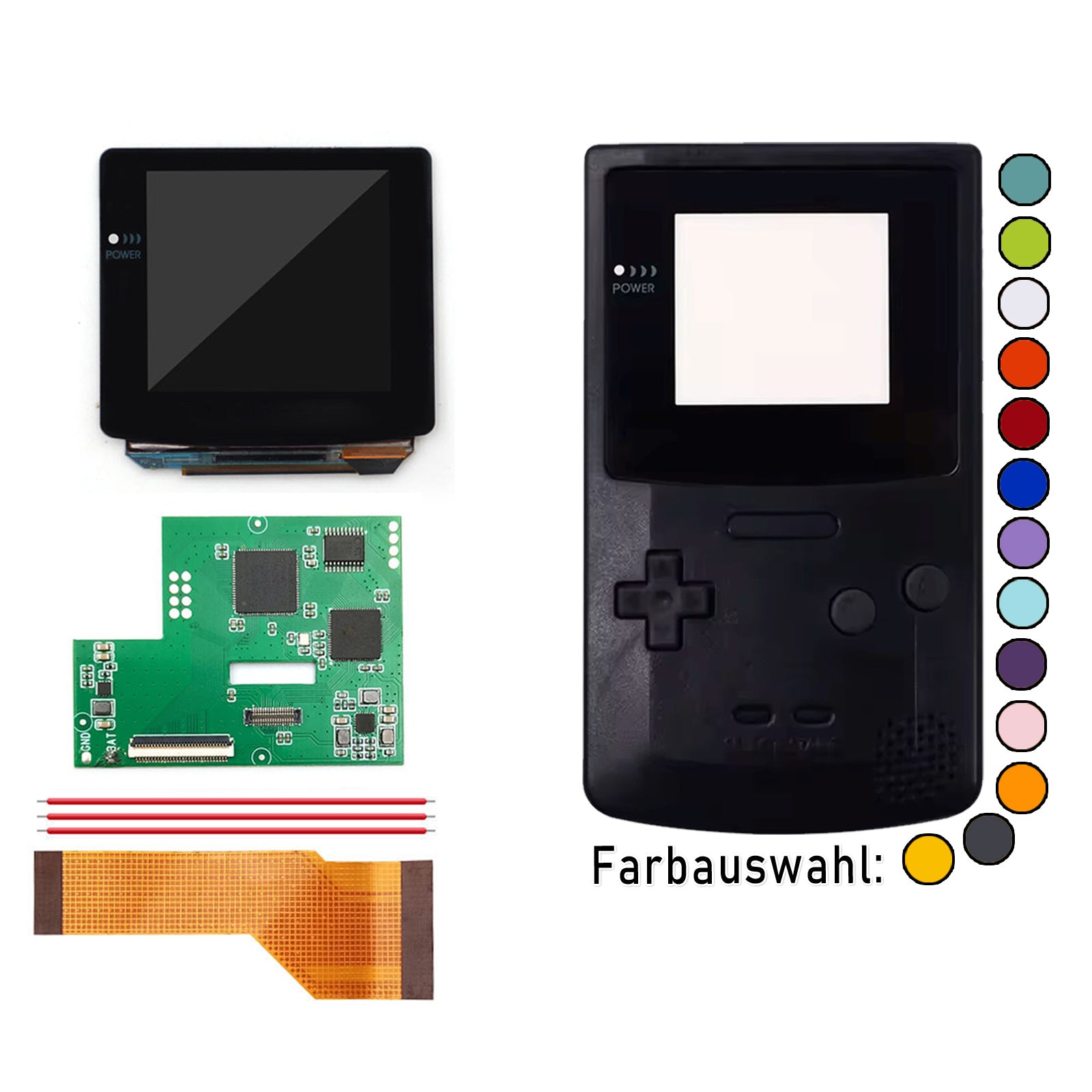 HISPEEDIDO OLED IPS Set V5 + Gehäuse für GAME BOY Color GBC ...