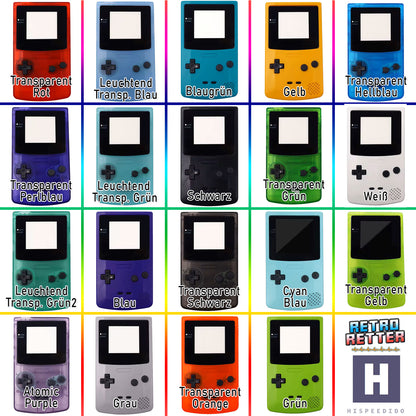 HISPEEDIDO GBC Gehäuse für Q10 AMOLED IPS Display Set für GameBoy Color
