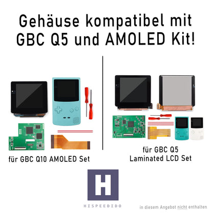 HISPEEDIDO GBC Gehäuse für Q10 AMOLED IPS Display Set für GameBoy Color