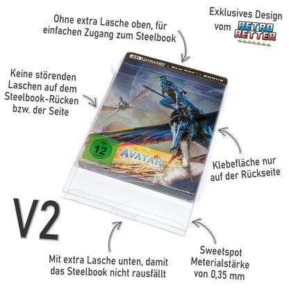 Schutzhüllen für Blu-Ray Steelbook mit Schuber Exklusives RetroRetter V2 Design!