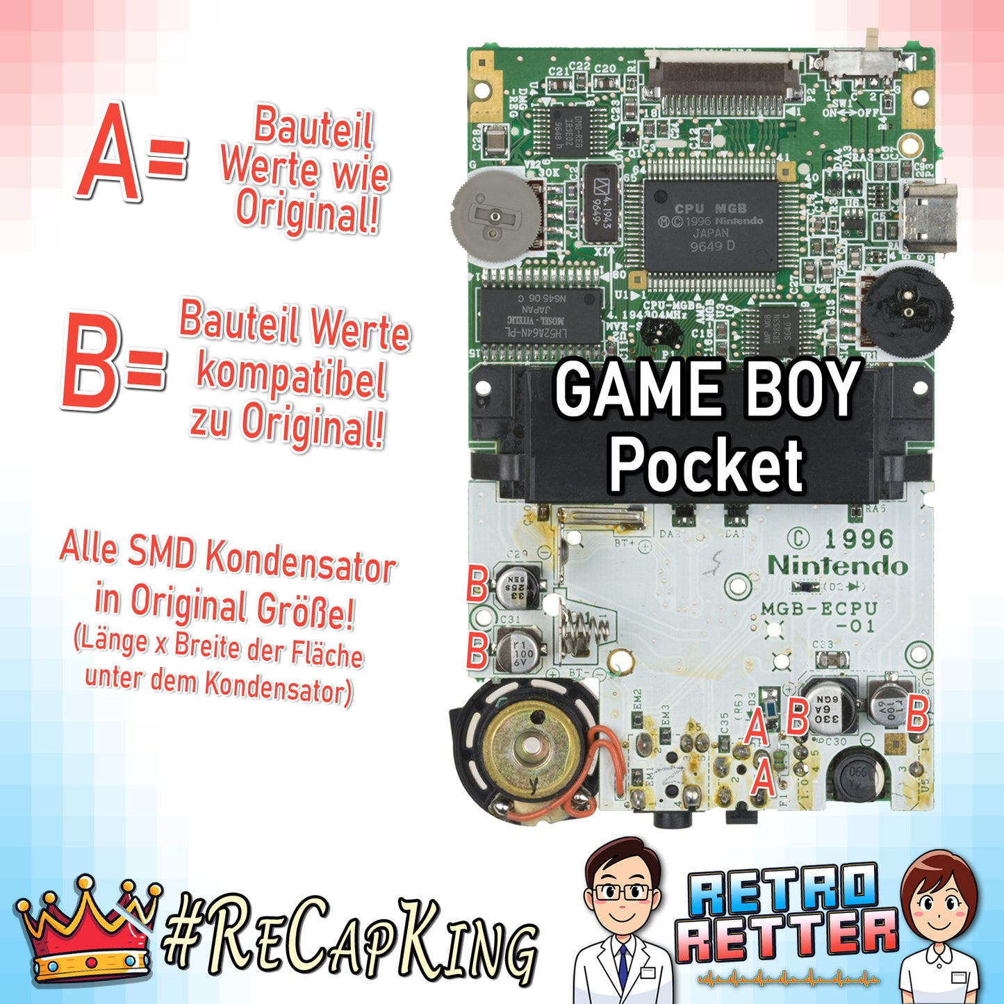 #ReCapKing Kondensatoren + Sicherungen für alle GAME BOY Varianten