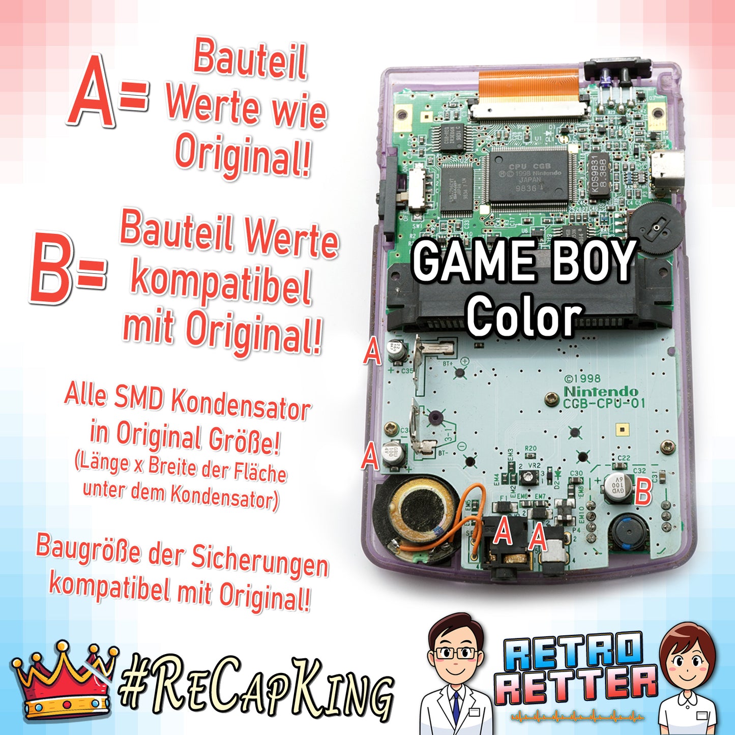 #ReCapKing Kondensatoren + Sicherungen für alle GAME BOY Varianten