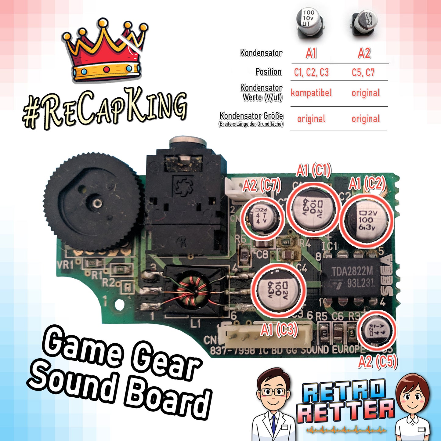 #ReCapKing Precision-Fix Kondensatoren Set - Sega Game Gear Set Auswahl -