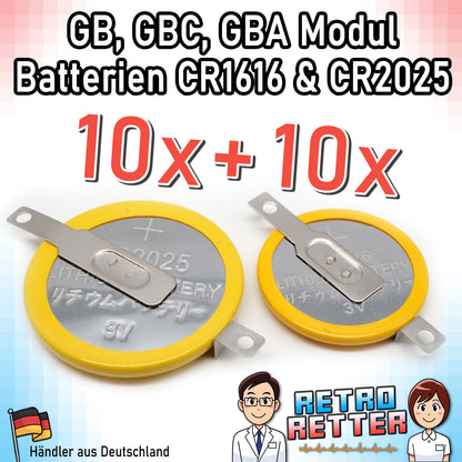 CR1616 / CR2025 Knopfzellen Batterie mit Lötfahne für GAME BOY Modul Speicherstand