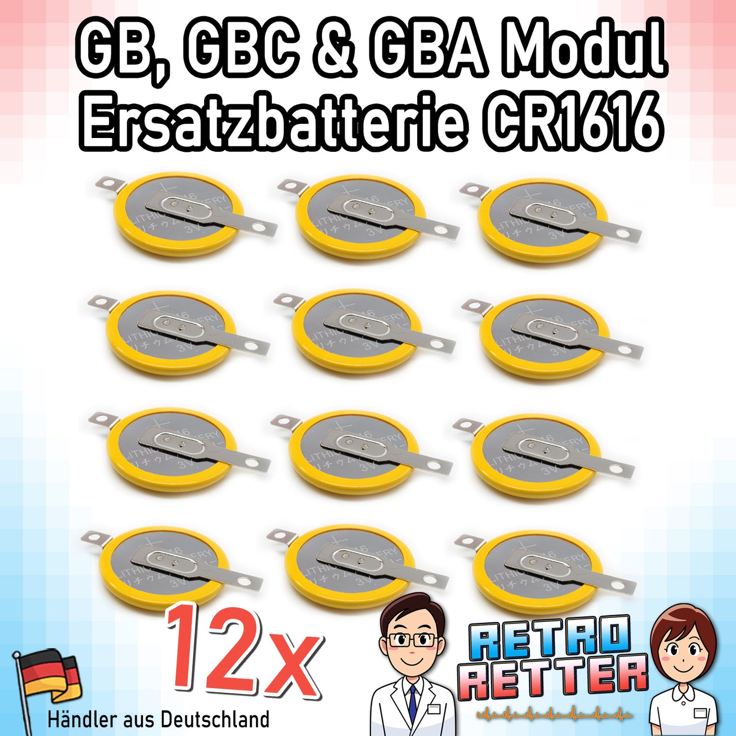 CR1616 / CR2025 Knopfzellen Batterie mit Lötfahne für GAME BOY Modul Speicherstand
