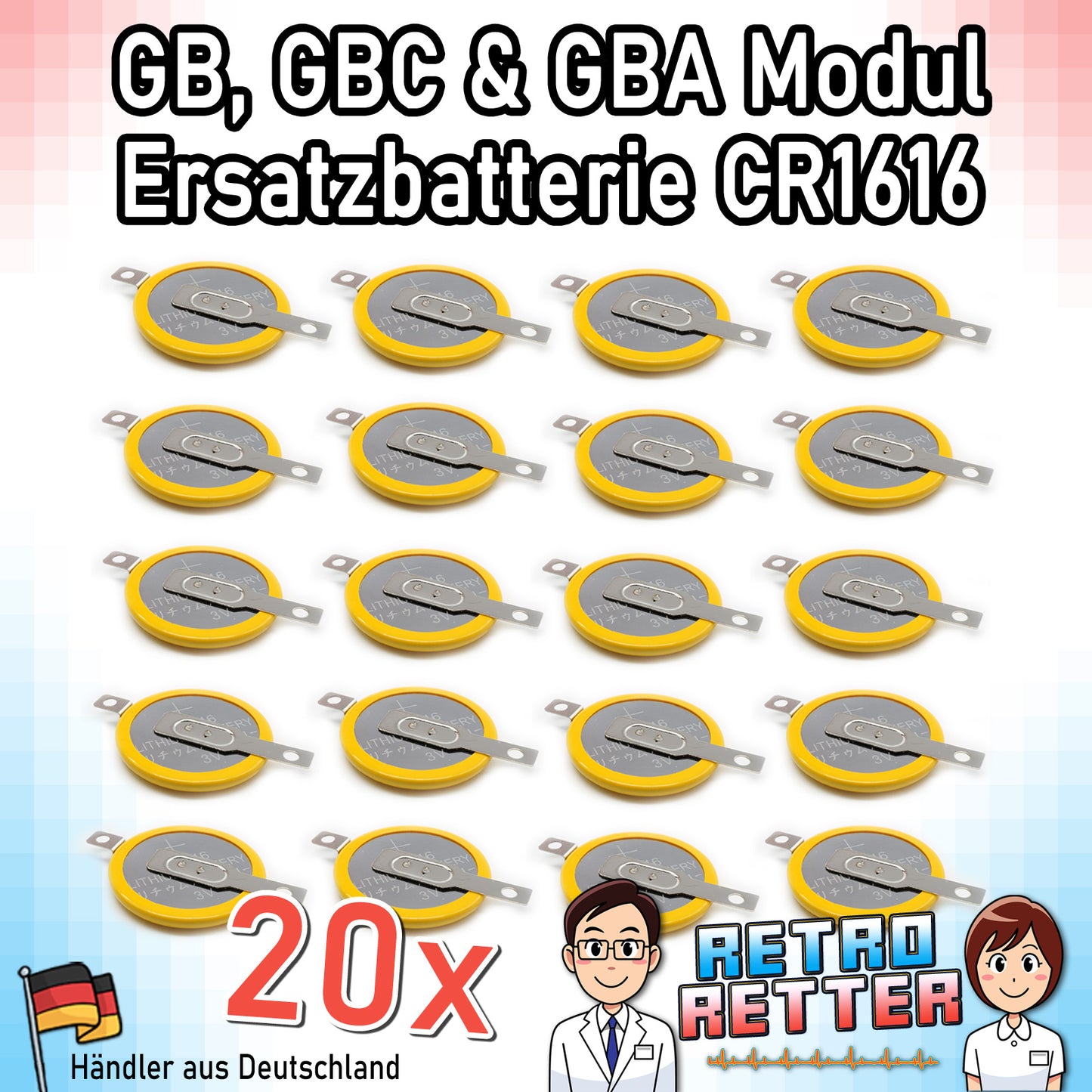 CR1616 / CR2025 Knopfzellen Batterie mit Lötfahne für GAME BOY Modul Speicherstand