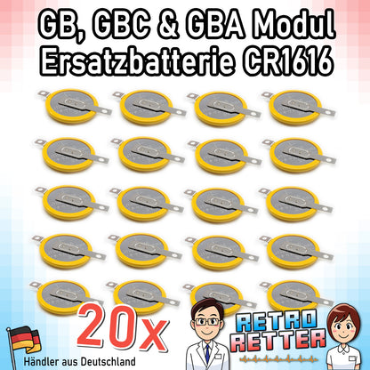 CR1616 / CR2025 Knopfzellen Batterie mit Lötfahne für GAME BOY Modul Speicherstand