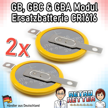 CR1616 / CR2025 Knopfzellen Batterie mit Lötfahne für GAME BOY Modul Speicherstand