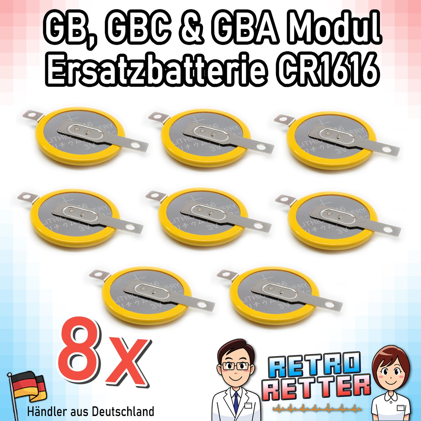 CR1616 / CR2025 Knopfzellen Batterie mit Lötfahne für GAME BOY Modul Speicherstand