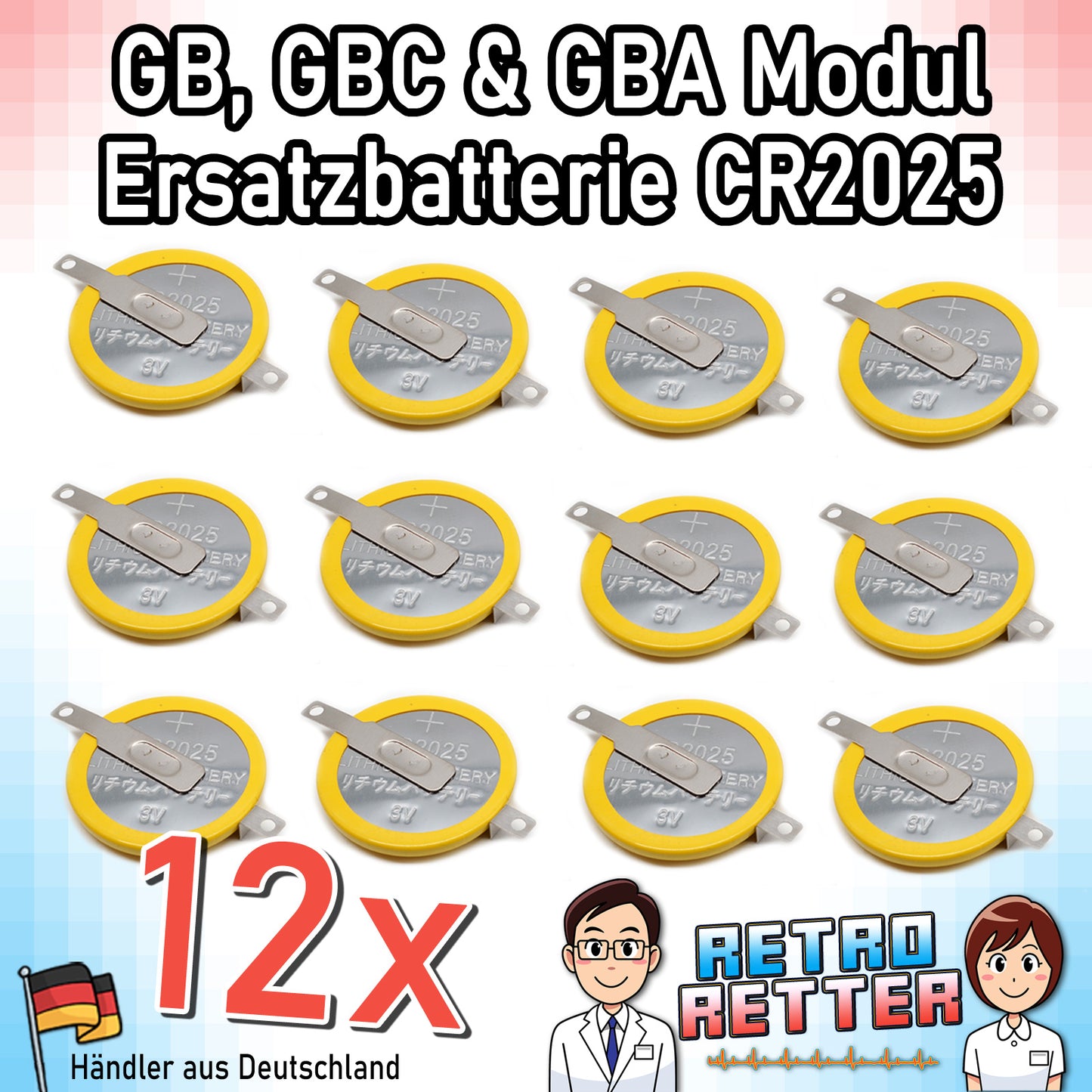 CR1616 / CR2025 Knopfzellen Batterie mit Lötfahne für GAME BOY Modul Speicherstand