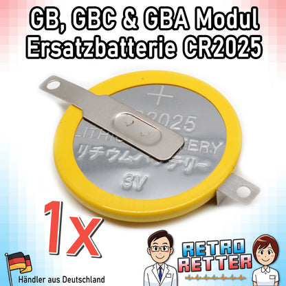 CR1616 / CR2025 Knopfzellen Batterie mit Lötfahne für GAME BOY Modul Speicherstand