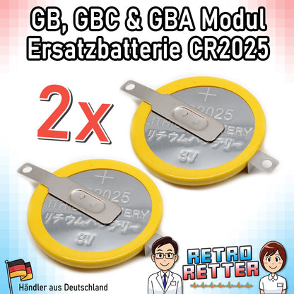 CR1616 / CR2025 Knopfzellen Batterie mit Lötfahne für GAME BOY Modul Speicherstand