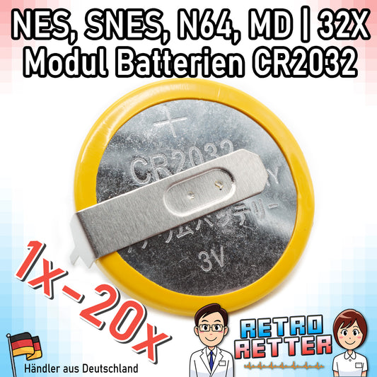 CR2032 Spielstand Batterien für Nintendo & Sega Module - N64 | NES | SNES | Mega Drive -