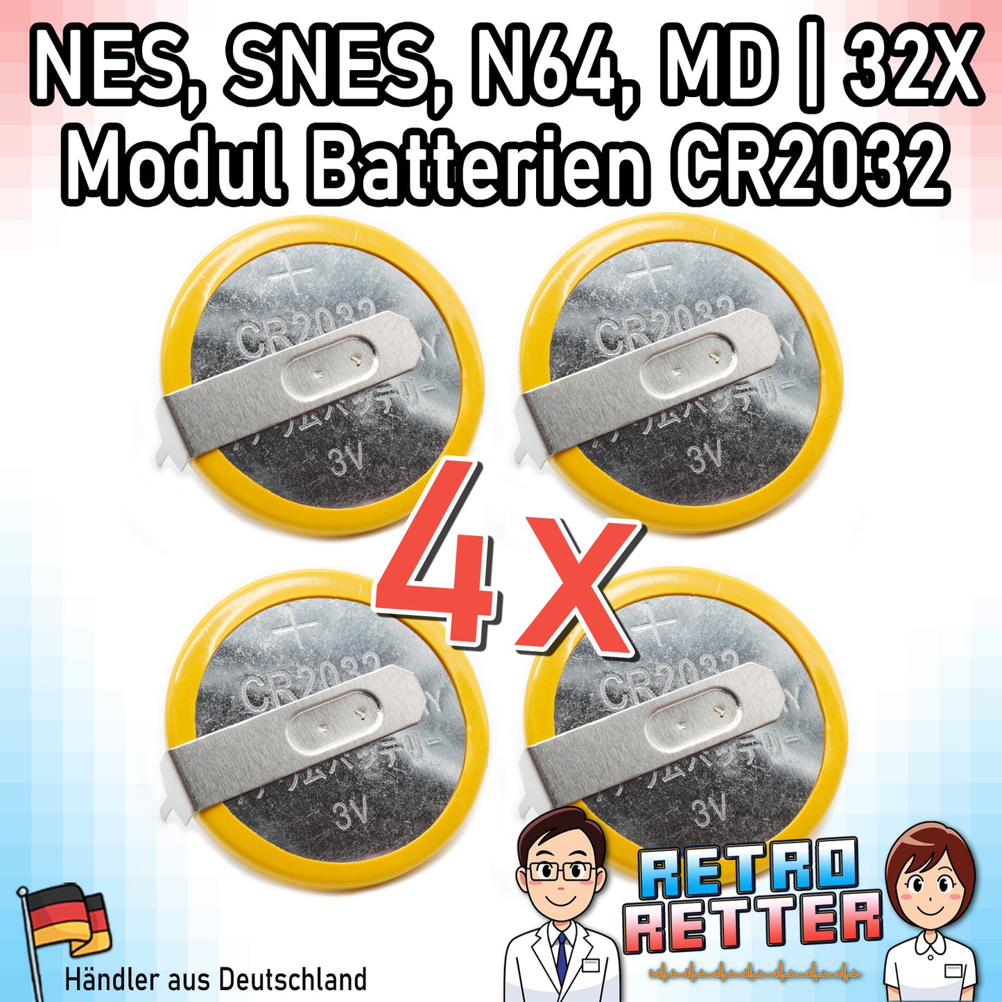 CR2032 Spielstand Batterien für Nintendo & Sega Module - N64 | NES | SNES | Mega Drive -
