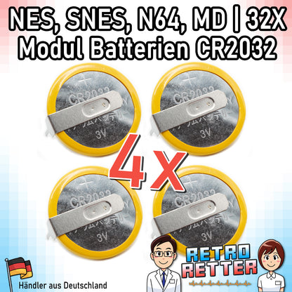 CR2032 Spielstand Batterien für Nintendo & Sega Module - N64 | NES | SNES | Mega Drive -