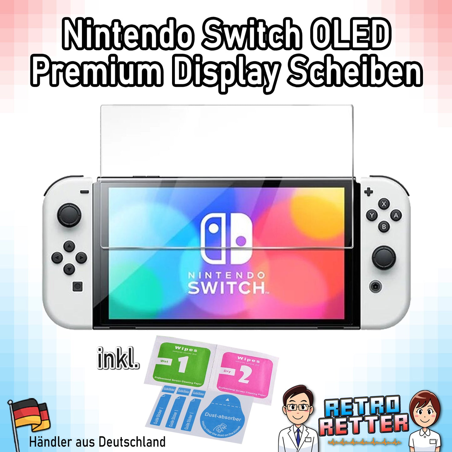 2x Display Panzerfolie für Nintendo Switch Konsolen (V1/V2/Lite/OLED)