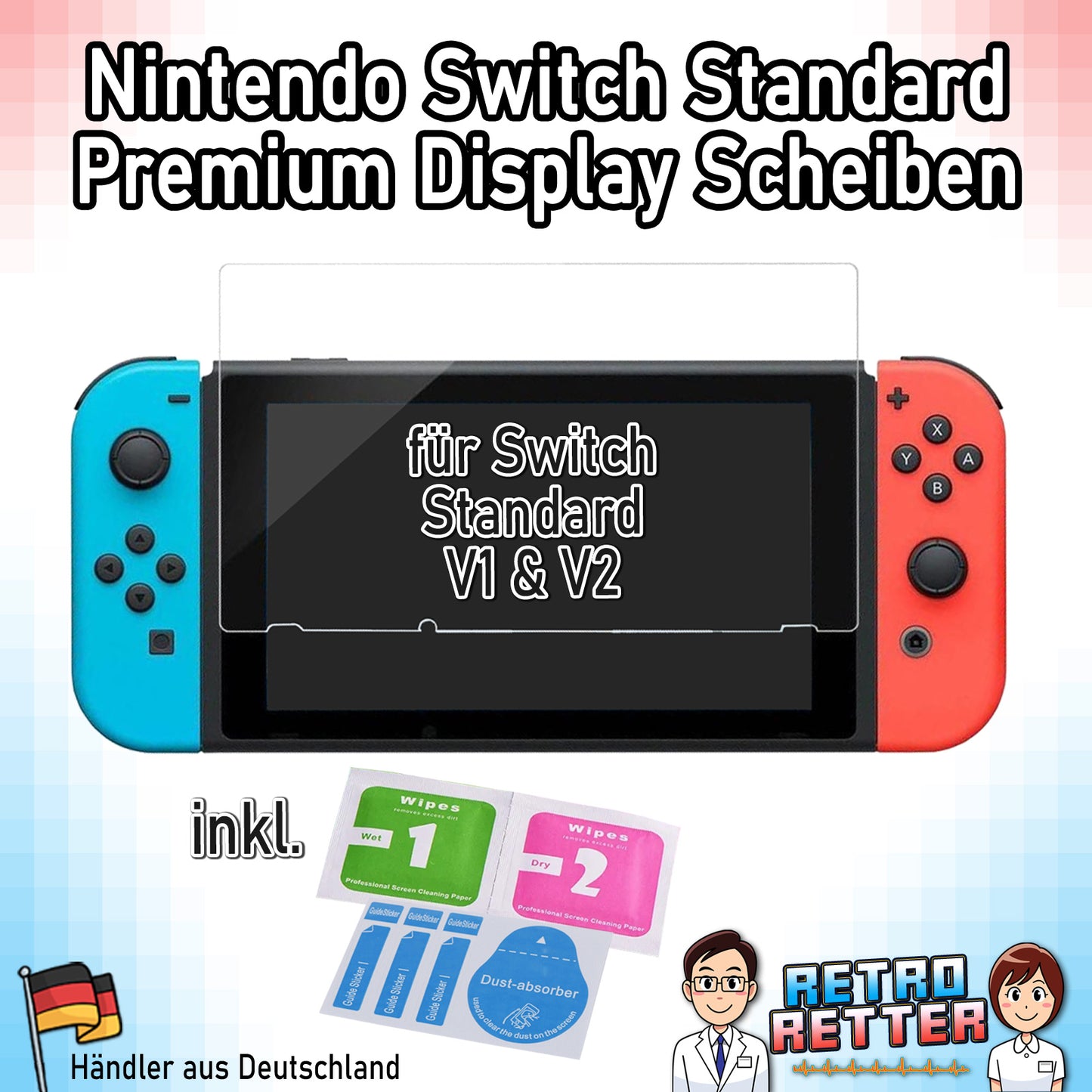 2x Display Panzerfolie für Nintendo Switch Konsolen (V1/V2/Lite/OLED)
