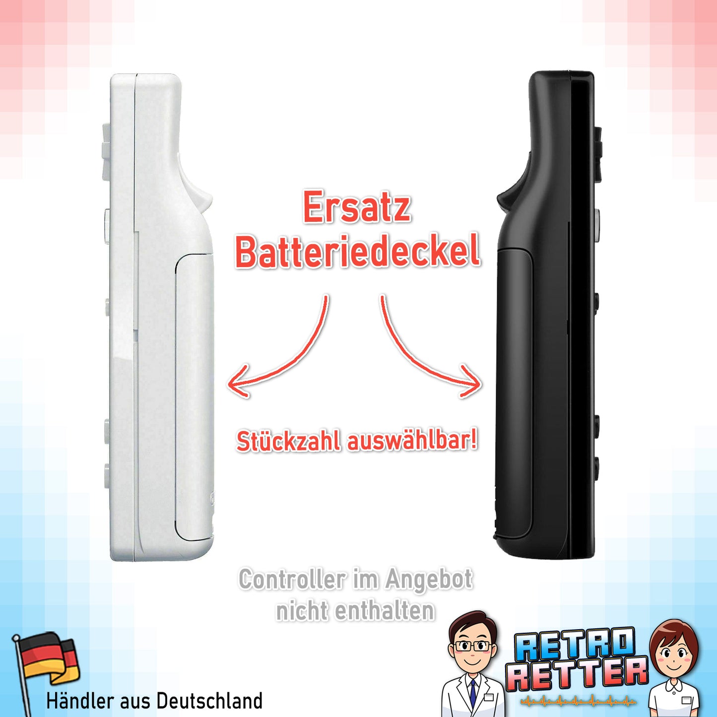 Wii Controller Batteriedeckel - Weiß oder Schwarz